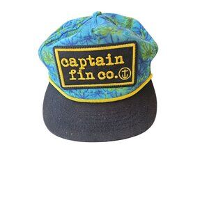 Captain Fin Fresh Catch Trucker Hat Blue Green Palm Trees Snapback Trucker